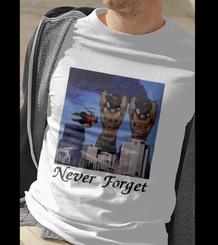 Never Forget 9 11 Internet Meme Edgy Humor Floating Character Twin Towers T-Shirt