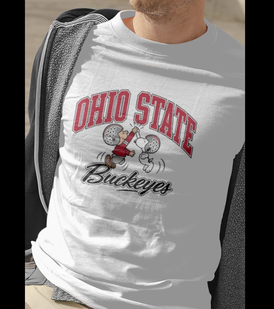Ohio State Buckeyes Peanuts Characters Football Collaboration T-Shirt