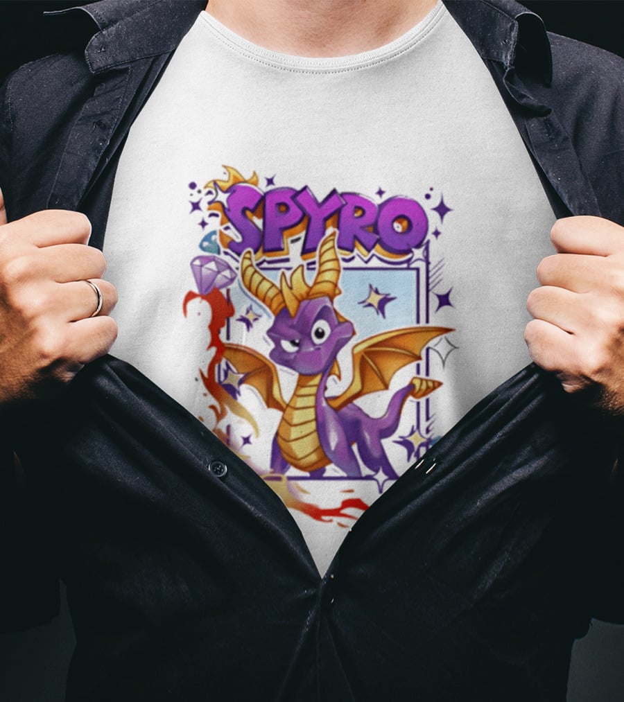 Spyro Purple Dragon Cartoon Polaroid Adventure T-Shirt