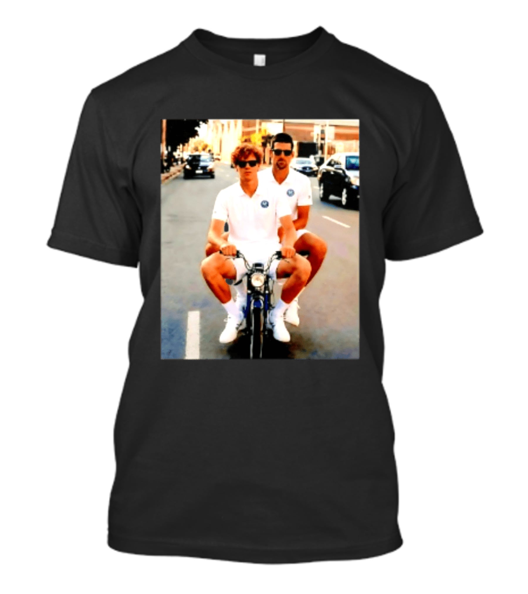 Jannik Sinner Novak Djokovic 2026 Motorcycle Ride Tennis Stars T-Shirt