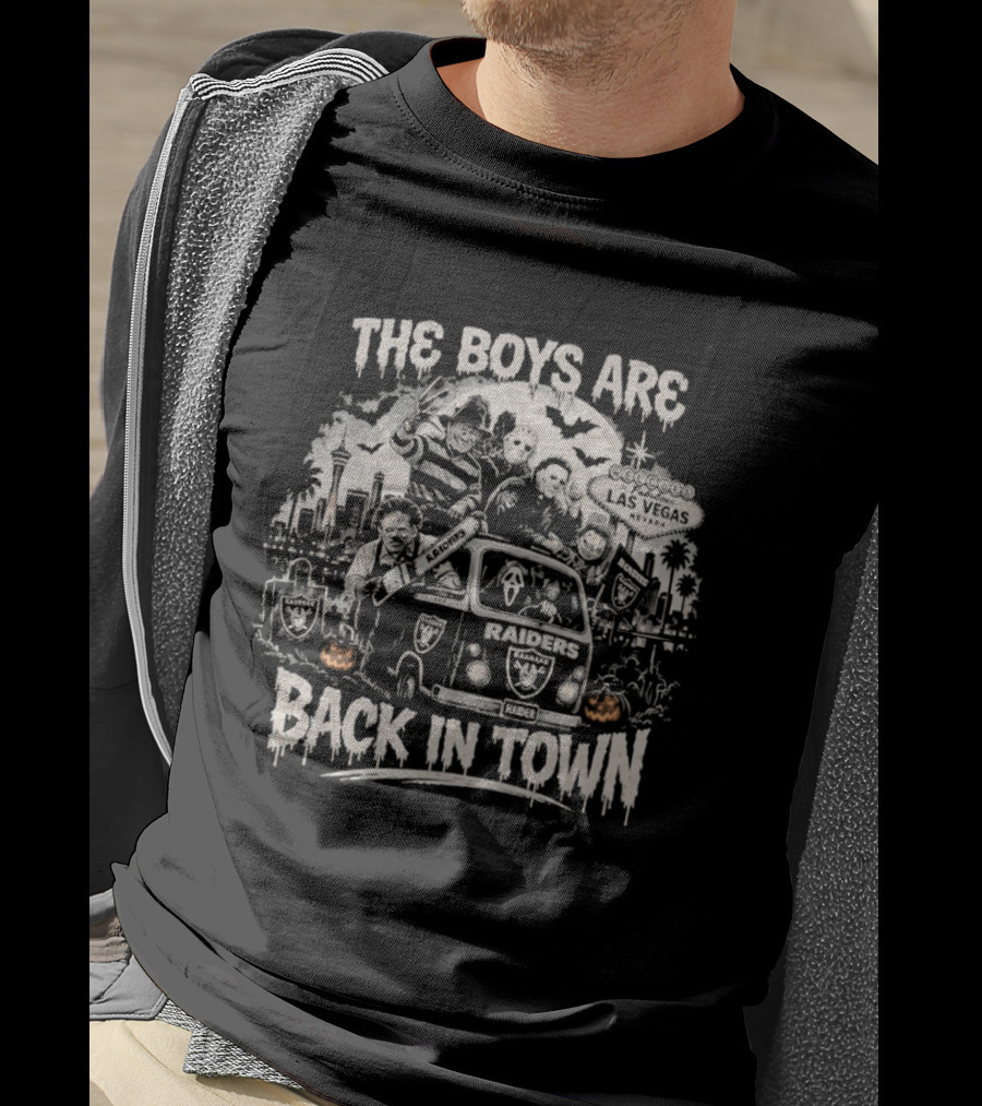 The Boys Are Back In Town Las Vegas Raiders Horror Characters Halloween Van T-Shirt