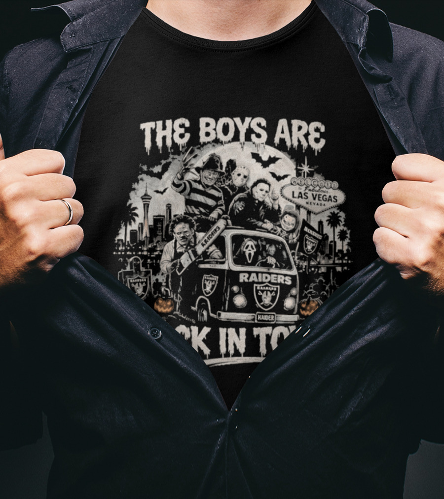 The Boys Are Back In Town Las Vegas Raiders Horror Characters Halloween Van T-Shirt