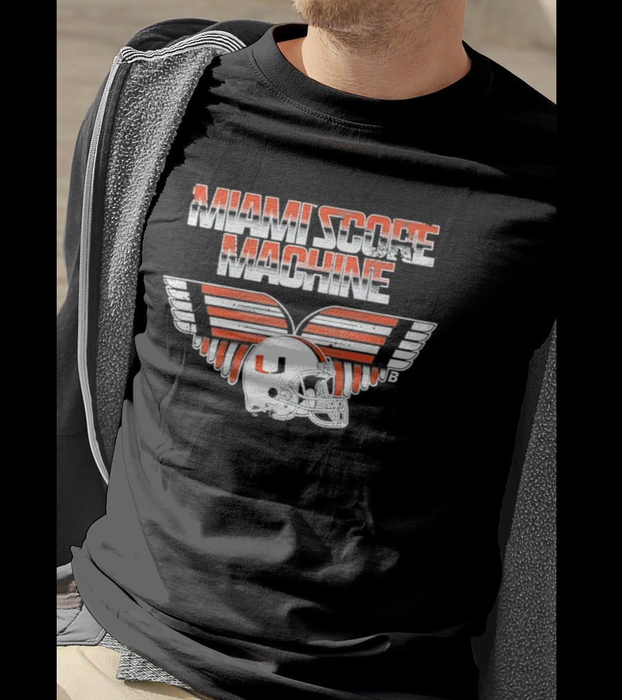 Miami Hurricanes NCAA Football Miami Score Machine Helmet T-Shirt