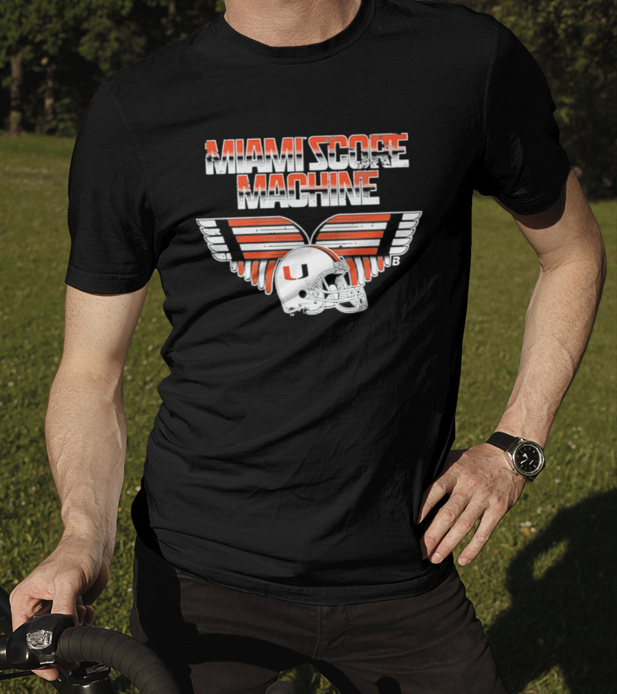 Miami Hurricanes NCAA Football Miami Score Machine Helmet T-Shirt