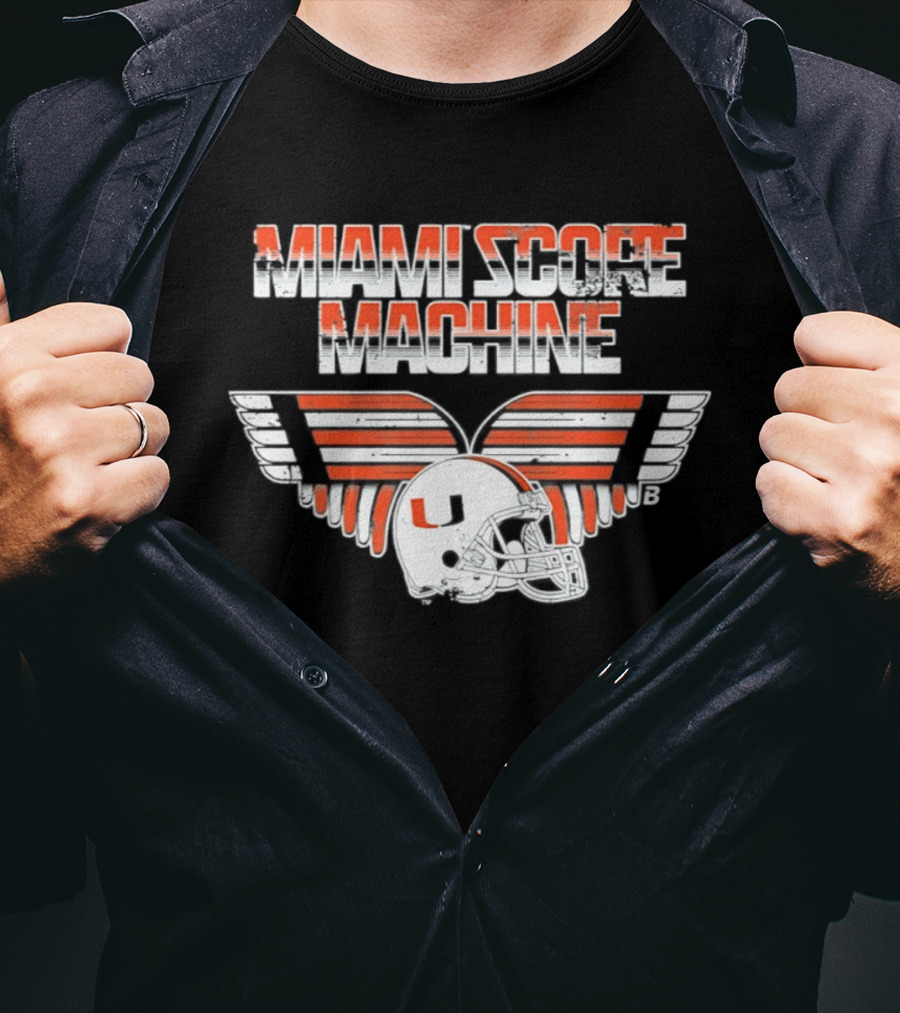 Miami Hurricanes NCAA Football Miami Score Machine Helmet T-Shirt