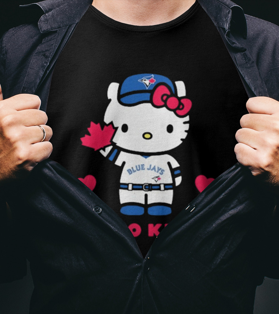 Hello Kitty Blue Jays 2026 With Maple Leaf And Hearts T-Shirt