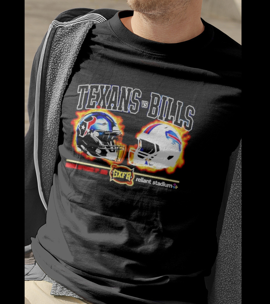 Texans Bills Helmet Showdown Vintage Style Game Day Football T-Shirt