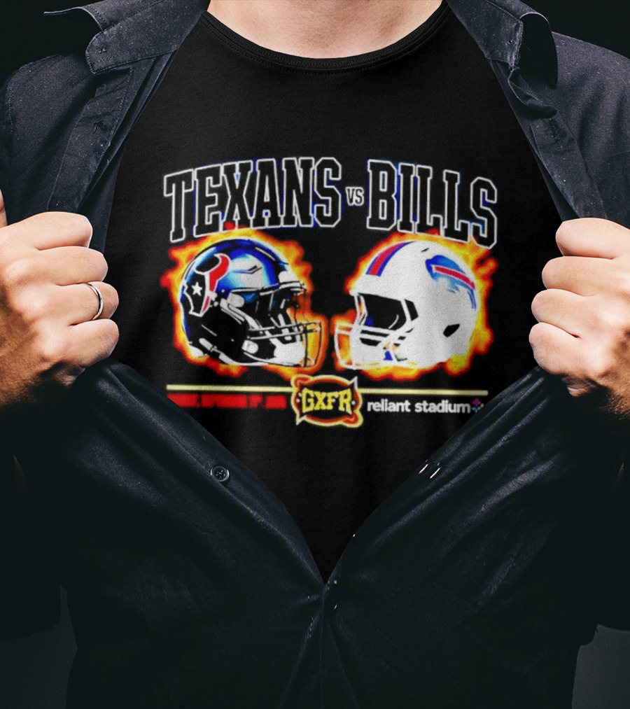 Texans Bills Helmet Showdown Vintage Style Game Day Football T-Shirt