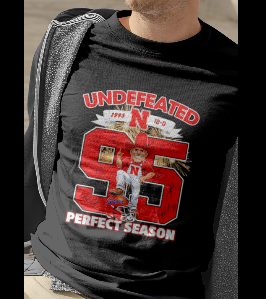 Nebraska Cornhuskers Undefeated 1995 Perfect Season 12 0 Gators 95 Football T-Shirt
