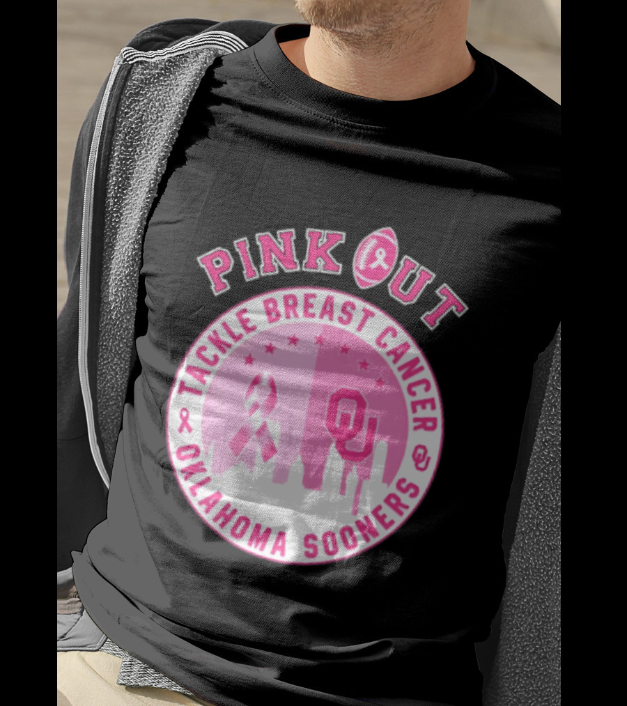 Oklahoma Sooners Pink Out Tackle Breast Cancer Football NCAA T-Shirt