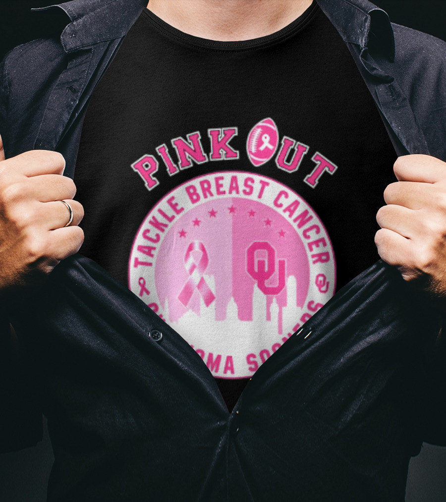 Oklahoma Sooners Pink Out Tackle Breast Cancer Football NCAA T-Shirt