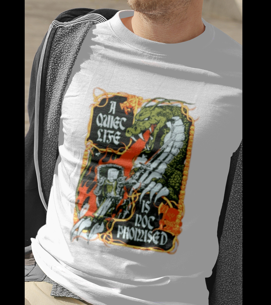 A Quiet Life Is Not Promised Dragon Knight Vintage Fantasy Adventure Scene T-Shirt