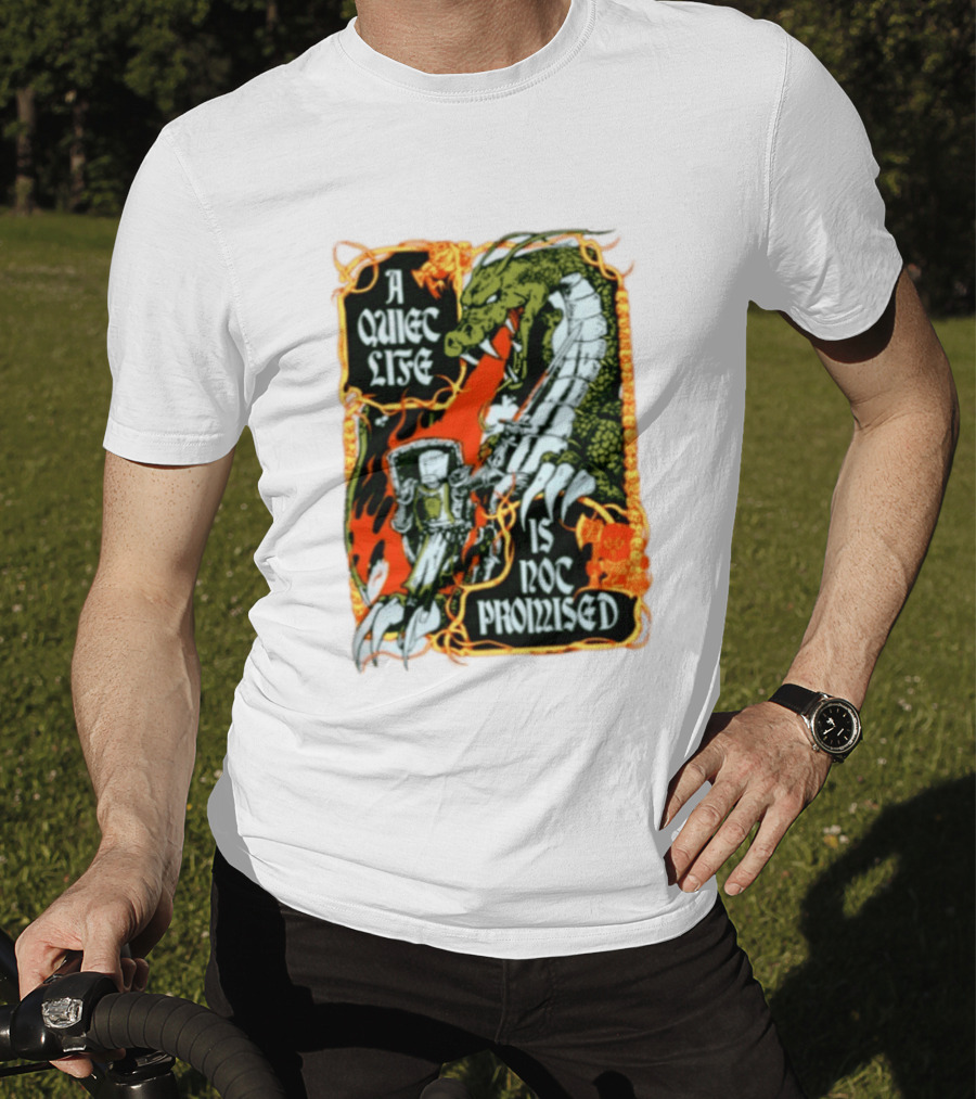 A Quiet Life Is Not Promised Dragon Knight Vintage Fantasy Adventure Scene T-Shirt