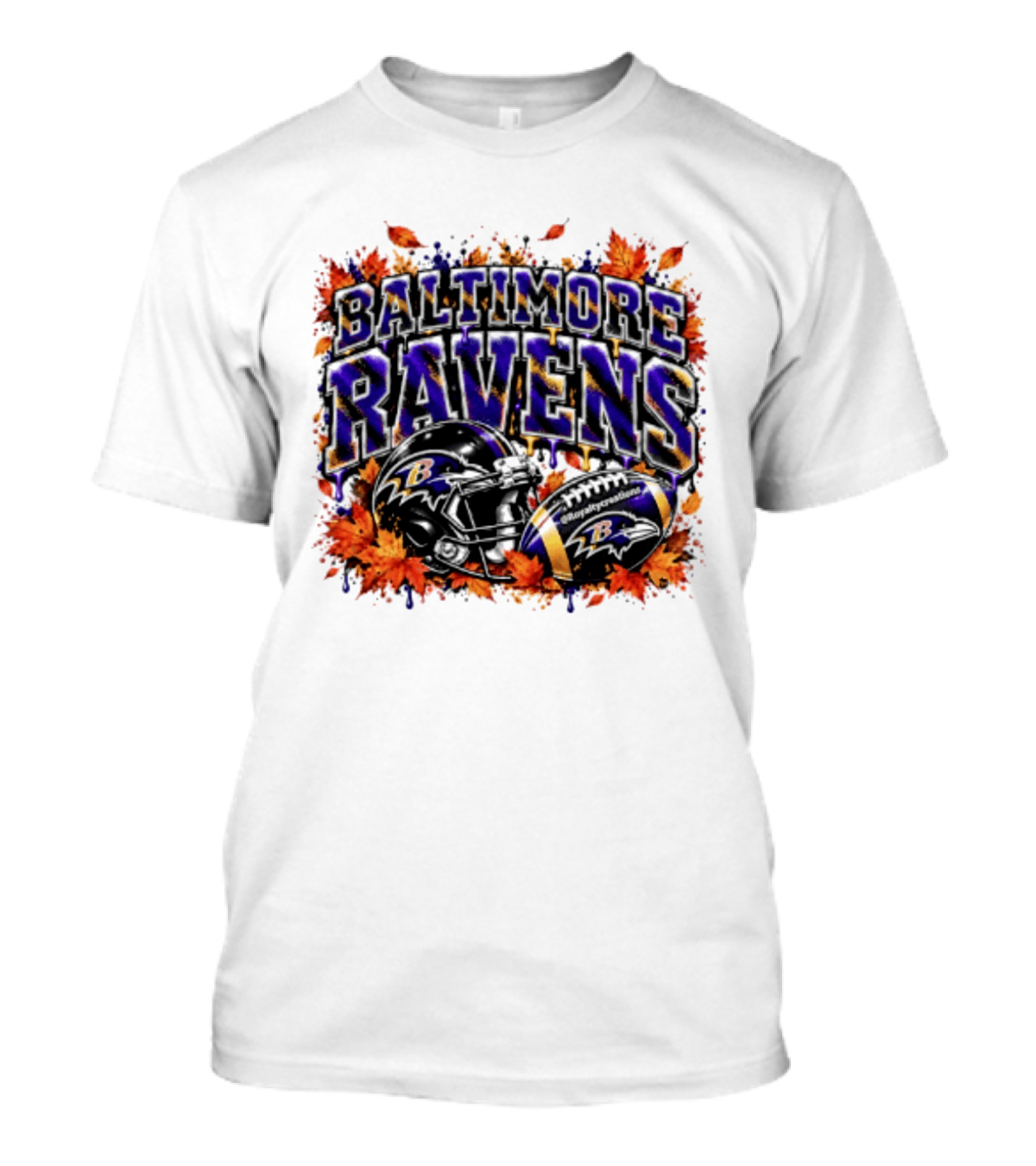 Baltimore Ravens Football Helmet Leaves Halloween 2026 T-Shirt