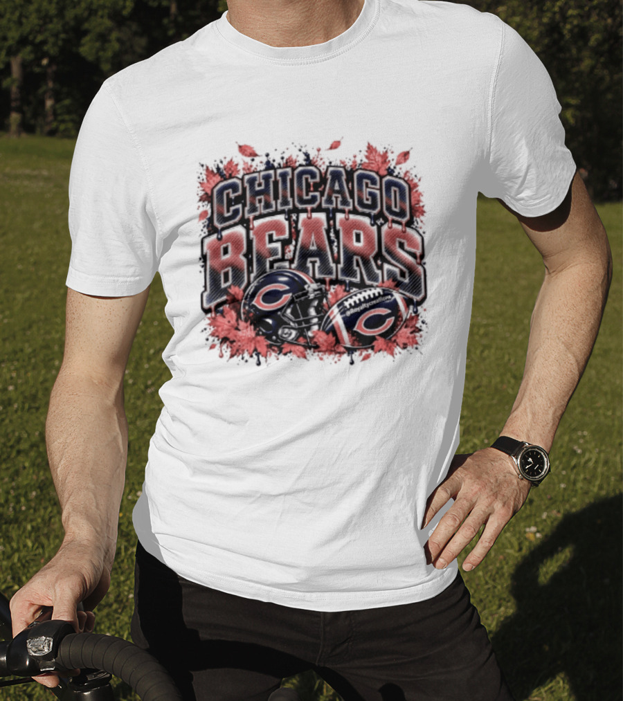 Chicago Bears Football Helmet Autumn Leaves Halloween 2026 T-Shirt