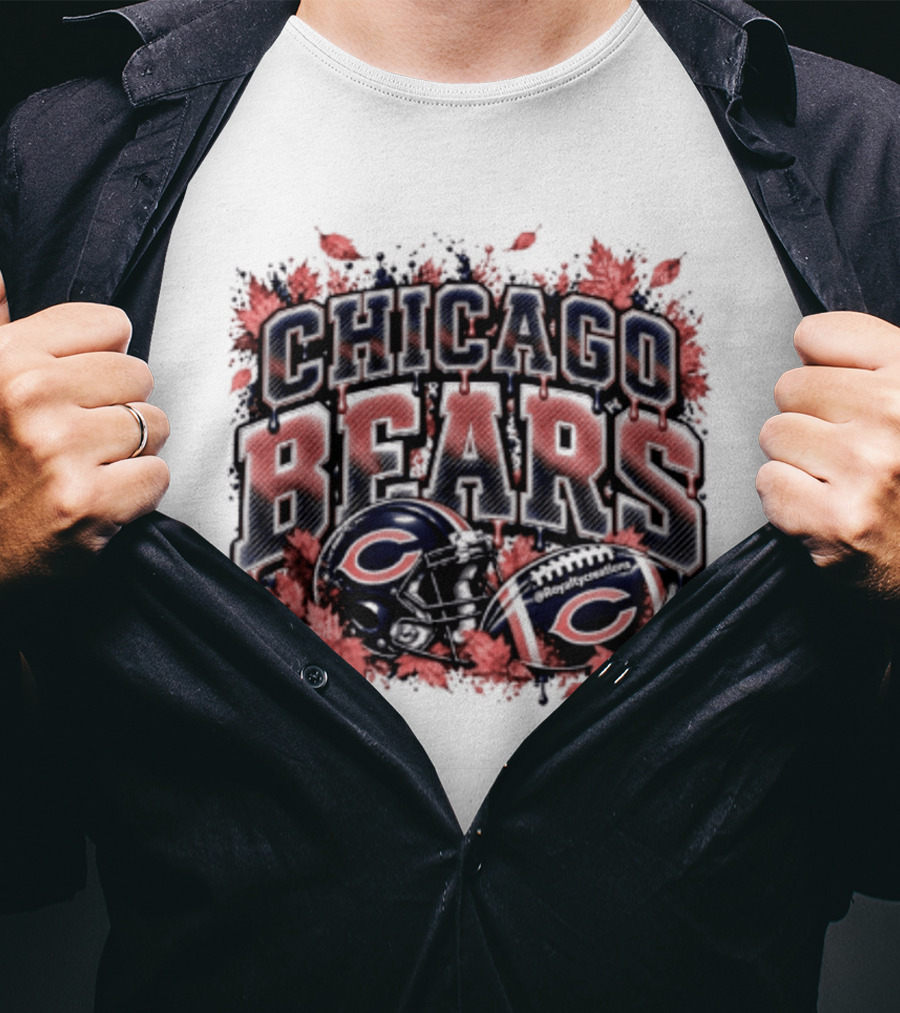 Chicago Bears Football Helmet Autumn Leaves Halloween 2026 T-Shirt