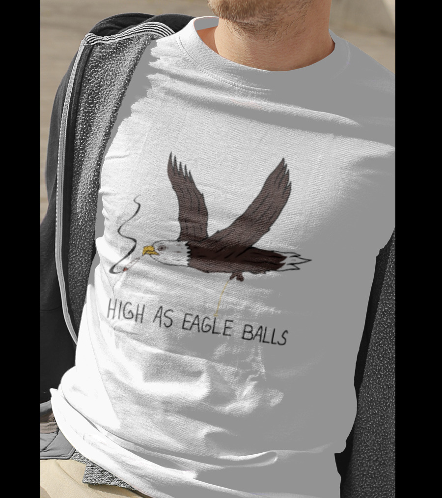 High As Eagle Balls Smoking Eagle Meme T-Shirt