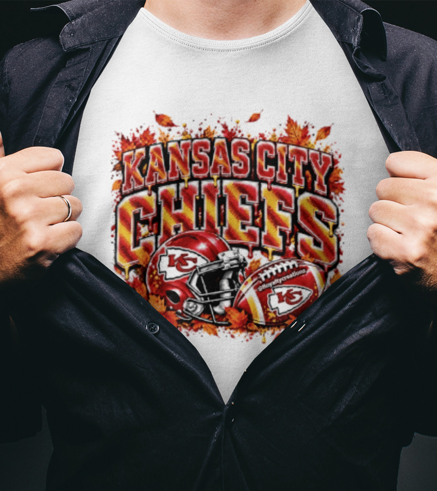 Kansas City Chiefs Football Helmet Autumn Leaves 2026 T-Shirt