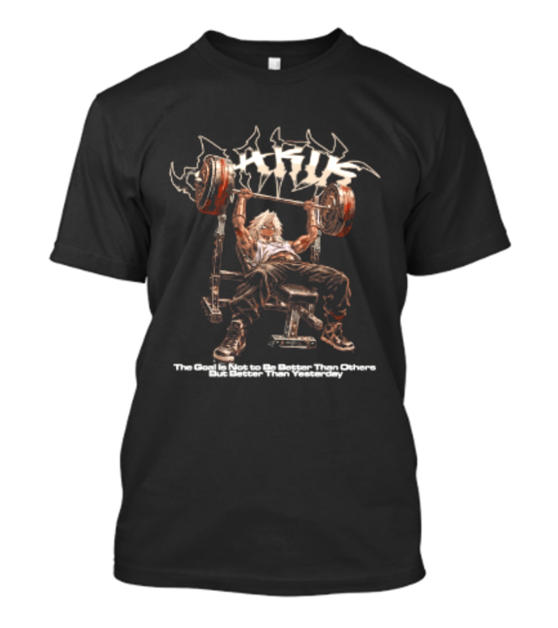 Yami Marik Yu Gi Oh The Goal Is Not To Be Better Than Others But Better Than Yesterday Anime Bench Press Scene T-Shirt