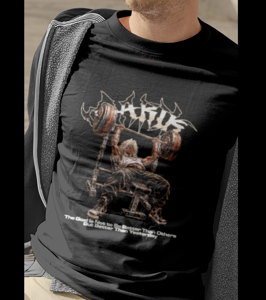 Yami Marik Yu Gi Oh The Goal Is Not To Be Better Than Others But Better Than Yesterday Anime Bench Press Scene T-Shirt