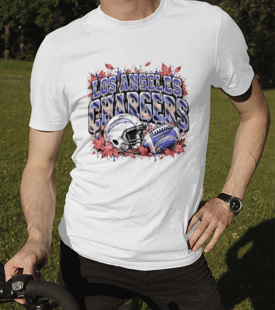 Los Angeles Chargers Football Helmet Autumn Leaves 2026 T-Shirt