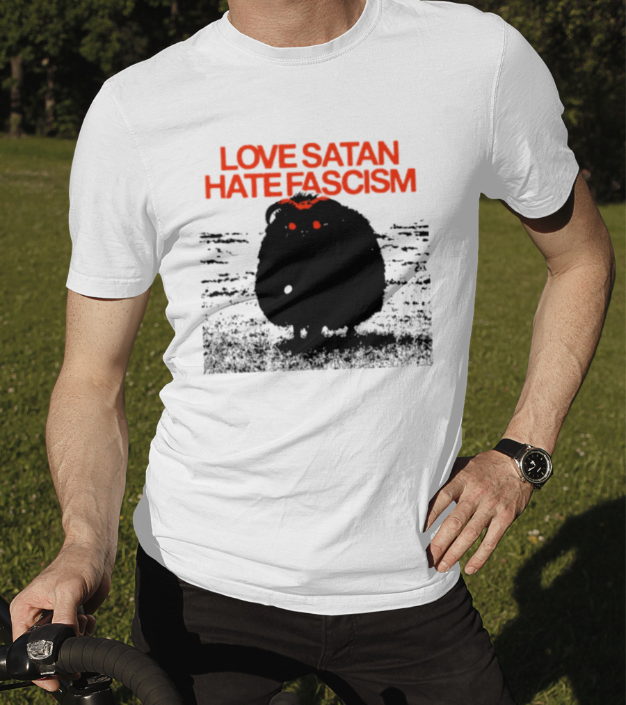 Love Satan Hate Fascism Cat Anti Fascist T-Shirt