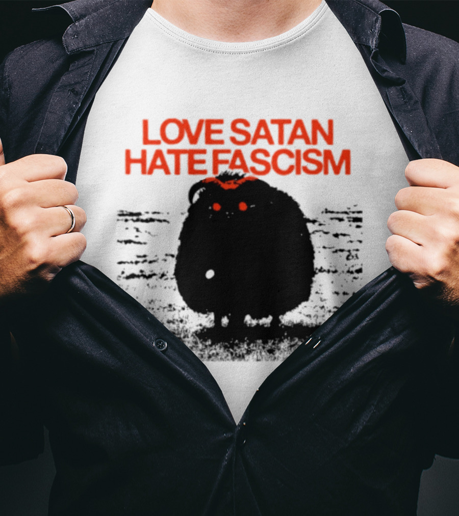 Love Satan Hate Fascism Cat Anti Fascist T-Shirt