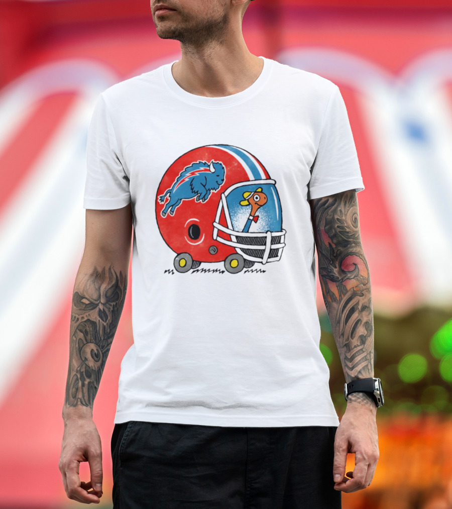 Lowly Worm Wearing Buffalo Bills Football Helmet With Buffalo T-Shirt