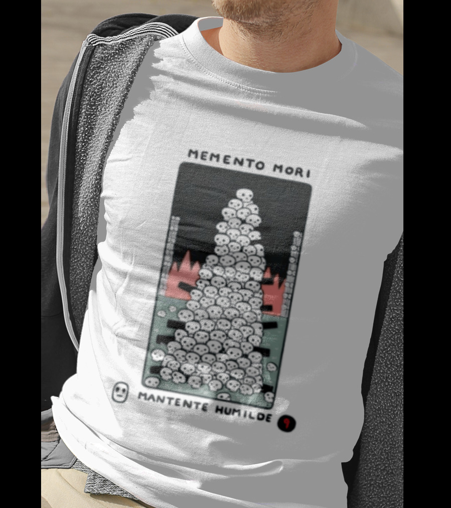 Memento Mori Mantente Humilde Stoicism Skull Pyramid Flames T-Shirt