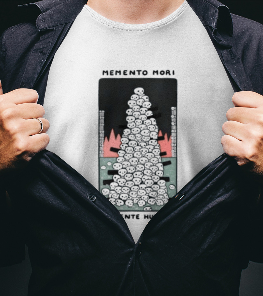Memento Mori Mantente Humilde Stoicism Skull Pyramid Flames T-Shirt