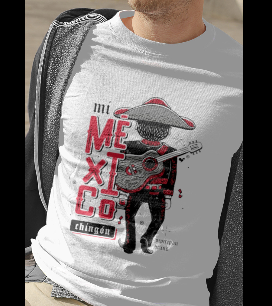 Mi Mexico Chingon Mexico Lindo Pipiripau Brand Traditional Charro Guitar T-Shirt