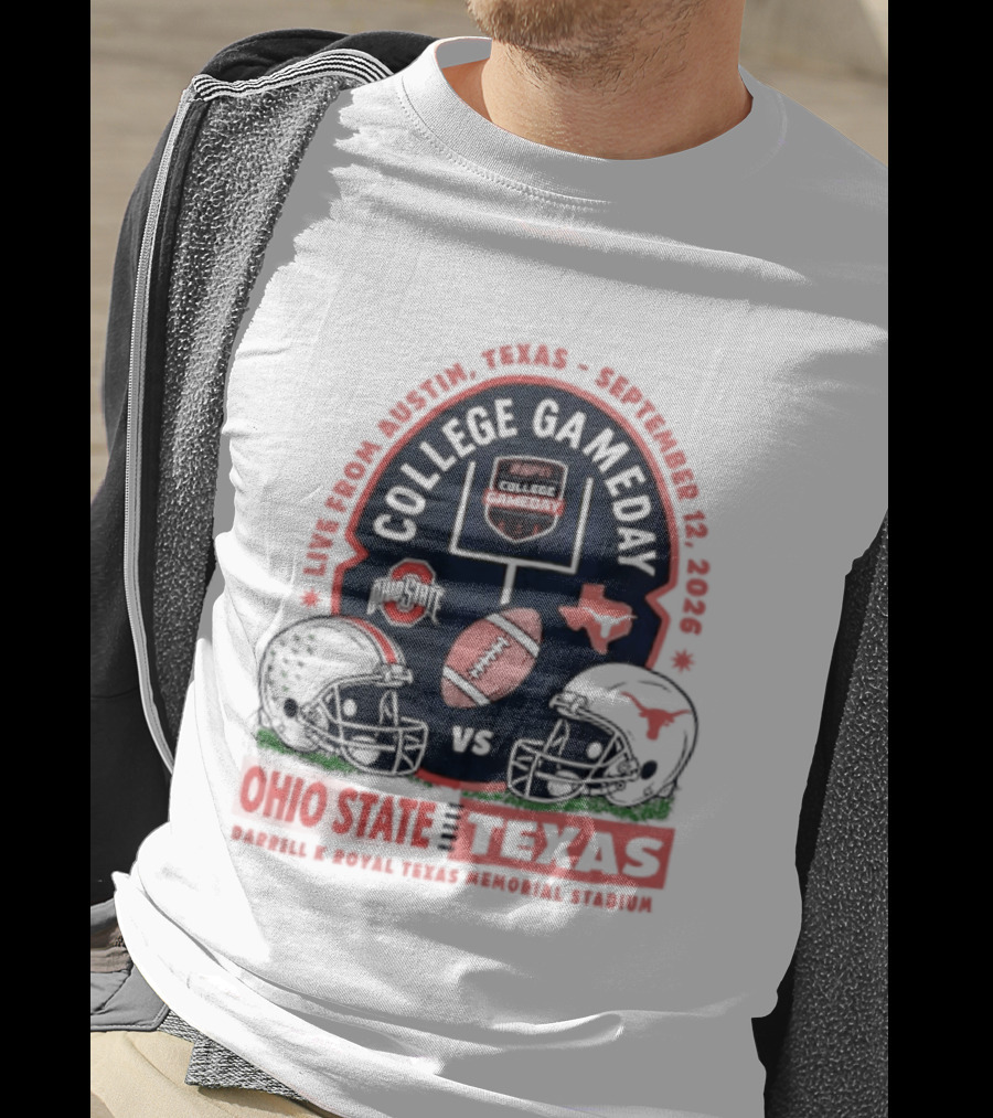 College Gameday Ohio State Vs Texas September 12 2026 Darrell K Royal Texas Memorial Stadium T-Shirt
