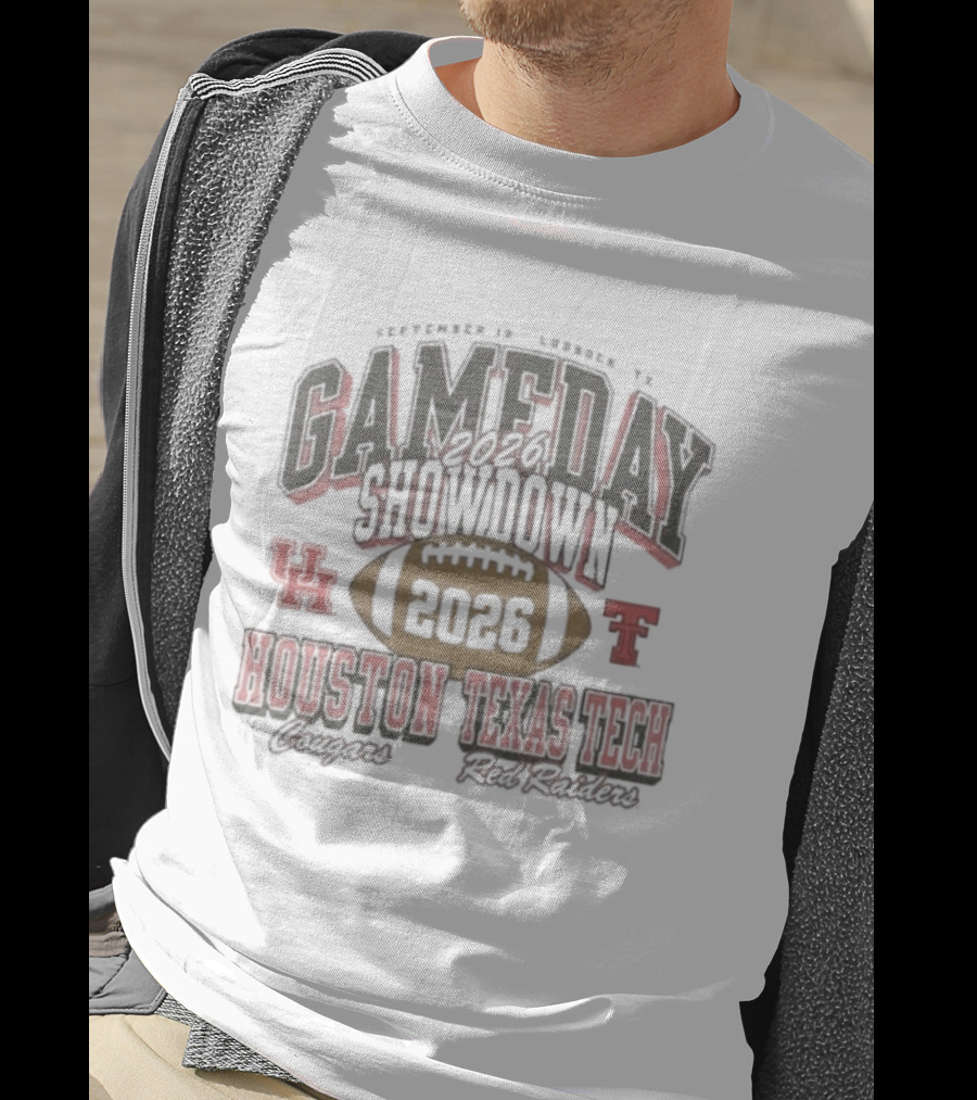 2026 Gameday Showdown Houston Cougars Vs Texas Tech Red Raiders Football T-Shirt