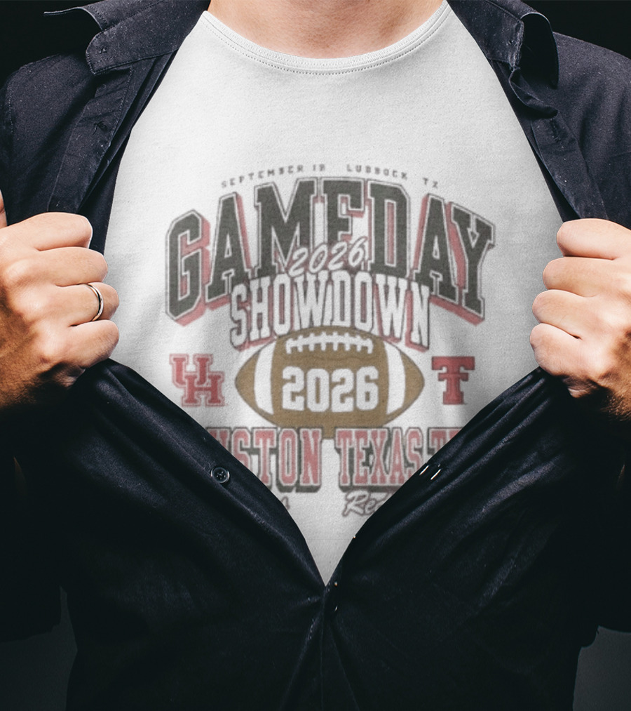 2026 Gameday Showdown Houston Cougars Vs Texas Tech Red Raiders Football T-Shirt