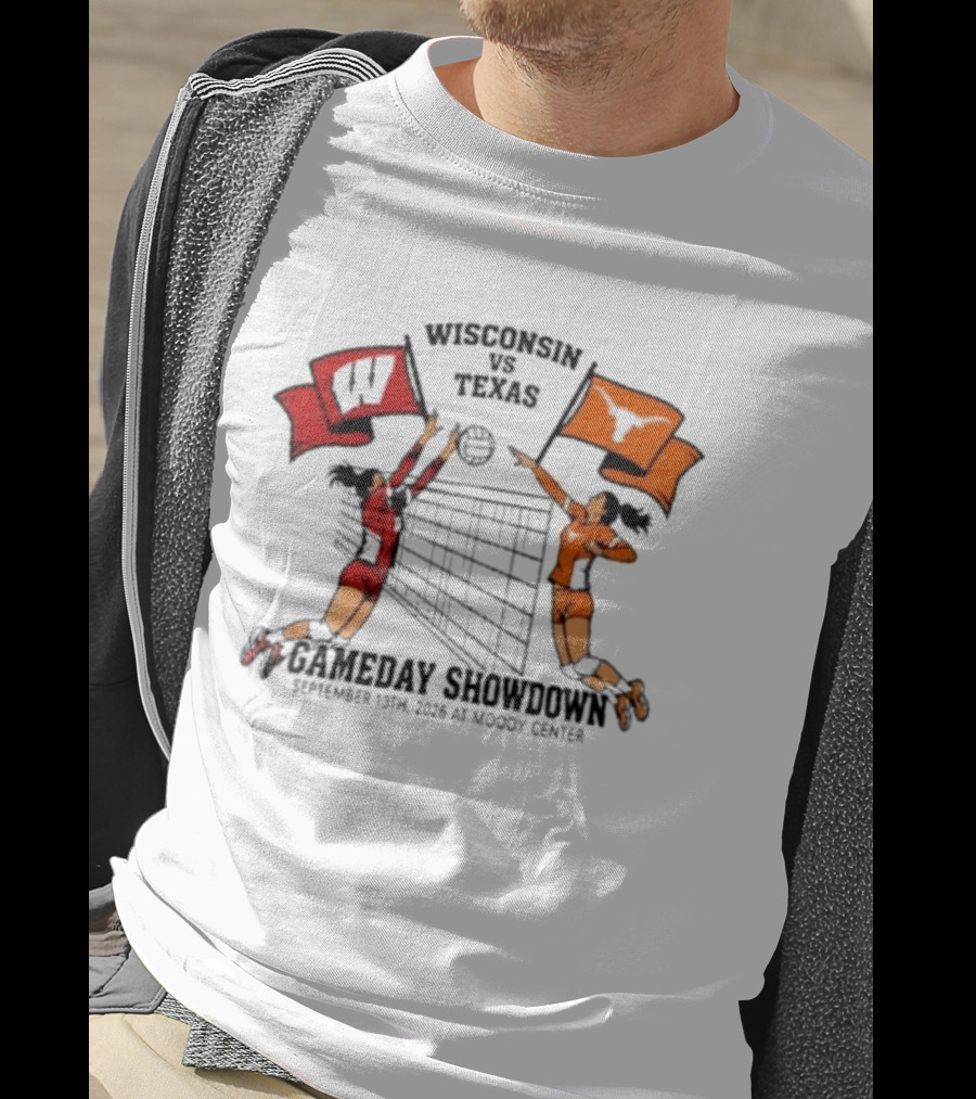 Wisconsin Vs Texas Volleyball Gameday Showdown September 13 2026 Moody Center T-Shirt