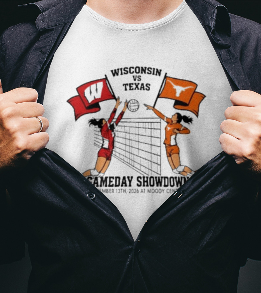 Wisconsin Vs Texas Volleyball Gameday Showdown September 13 2026 Moody Center T-Shirt