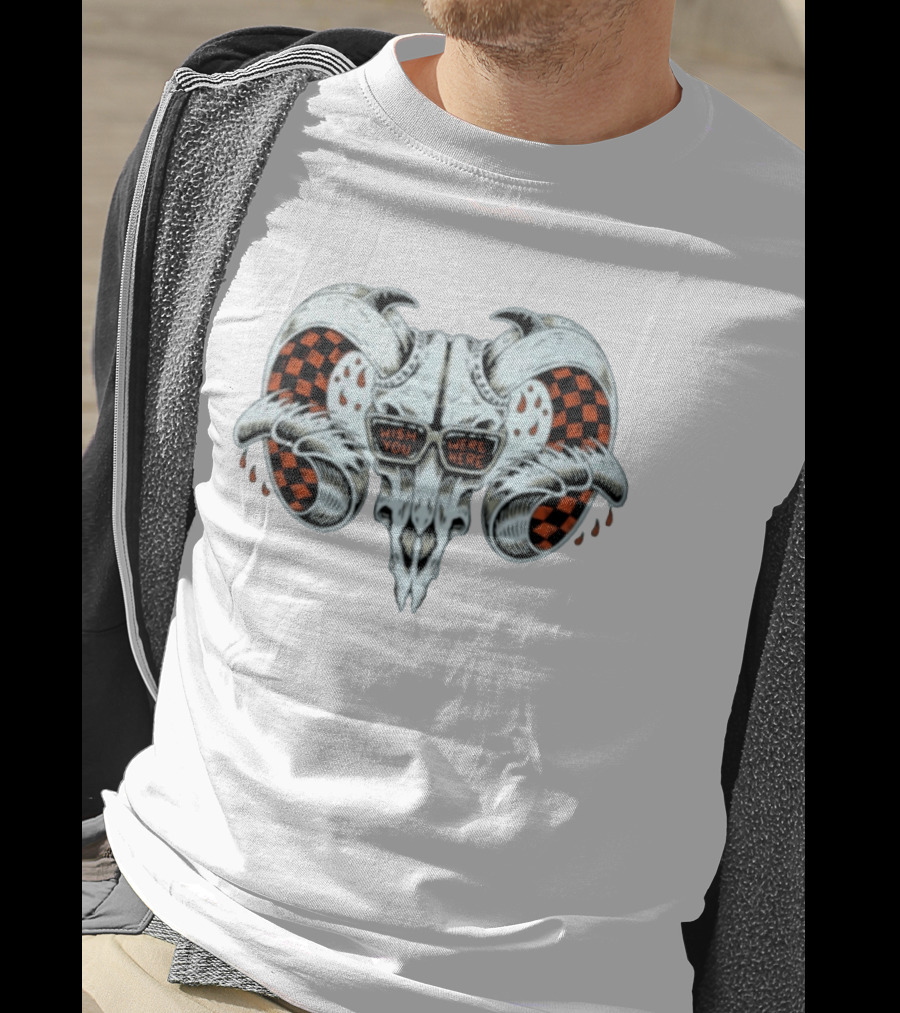 Wish You Were Here Ram Skull Pink Floyd Sunglasses Checkerboard T-Shirt