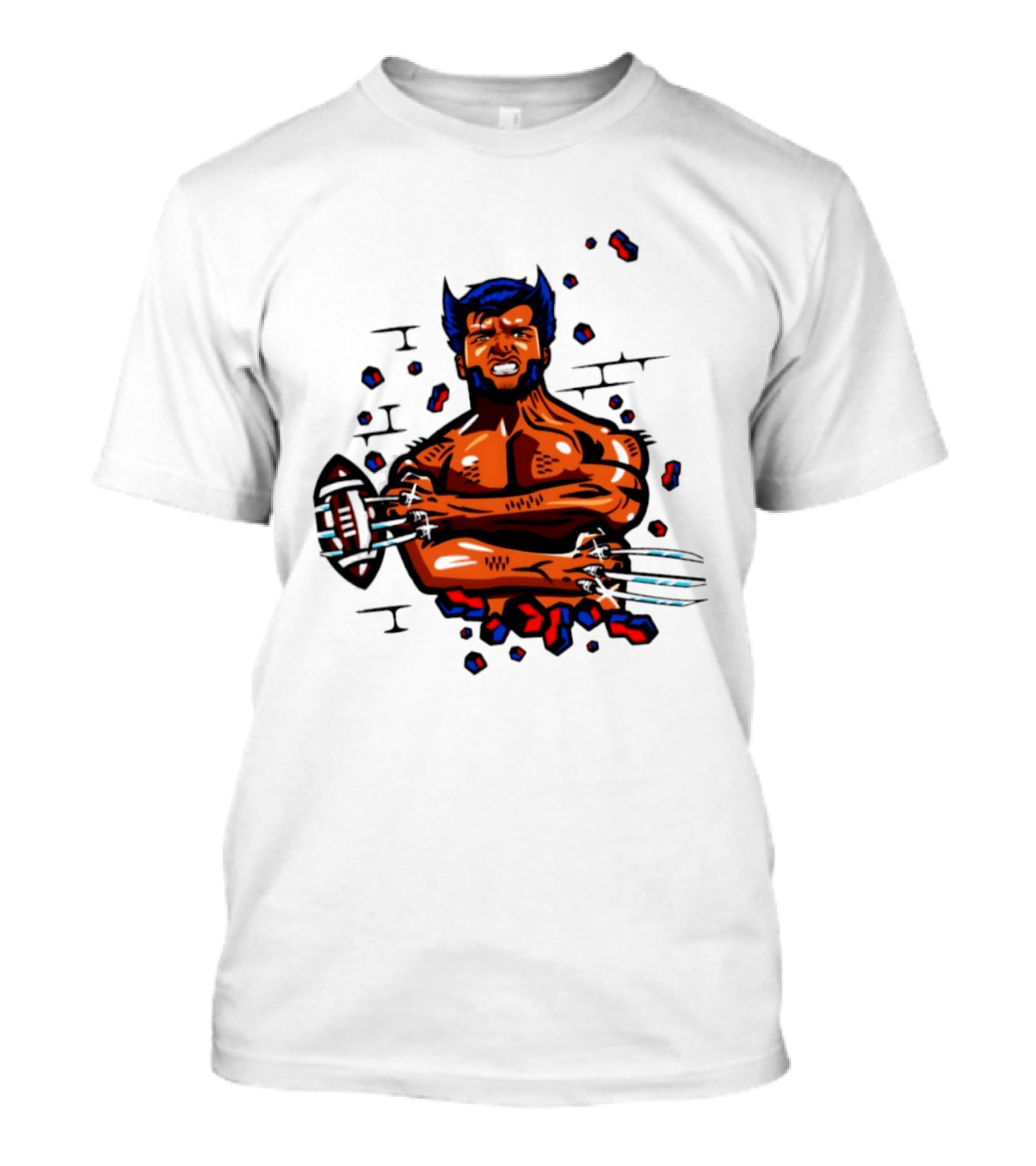 Marvel Wolverine Football Caricature Bold Comic T-Shirt