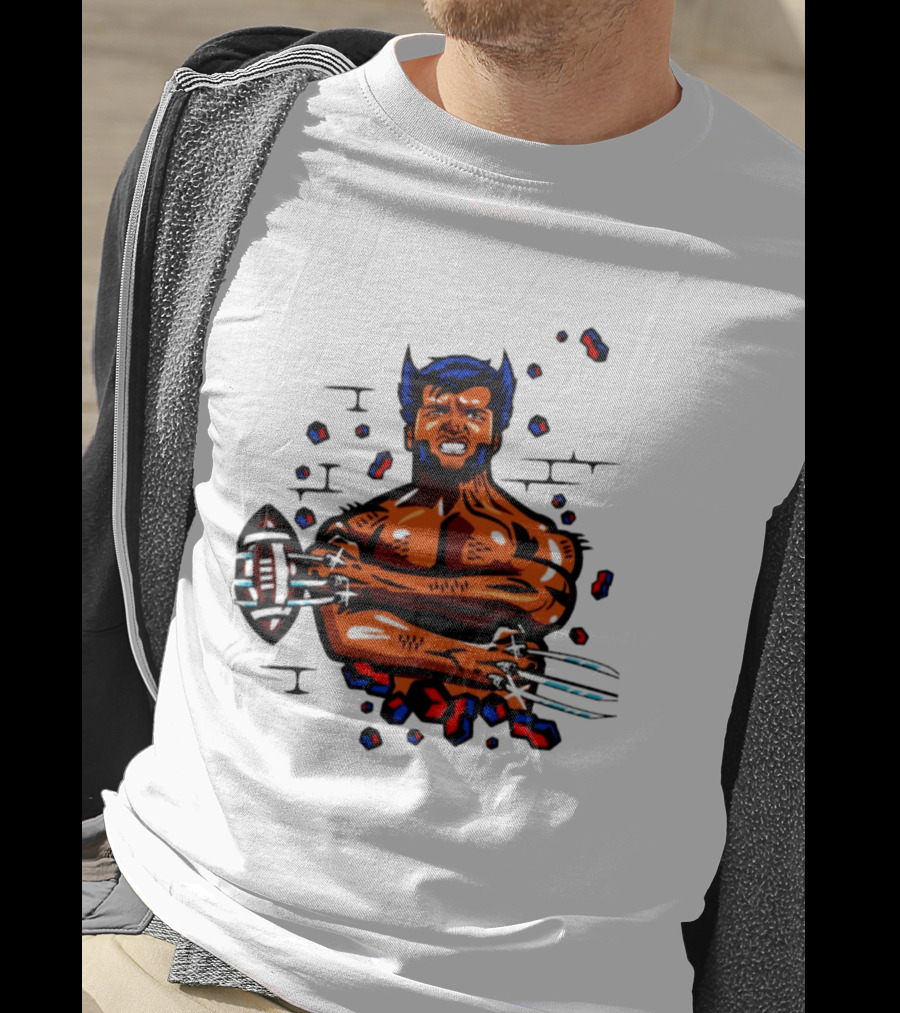 Marvel Wolverine Football Caricature Bold Comic T-Shirt