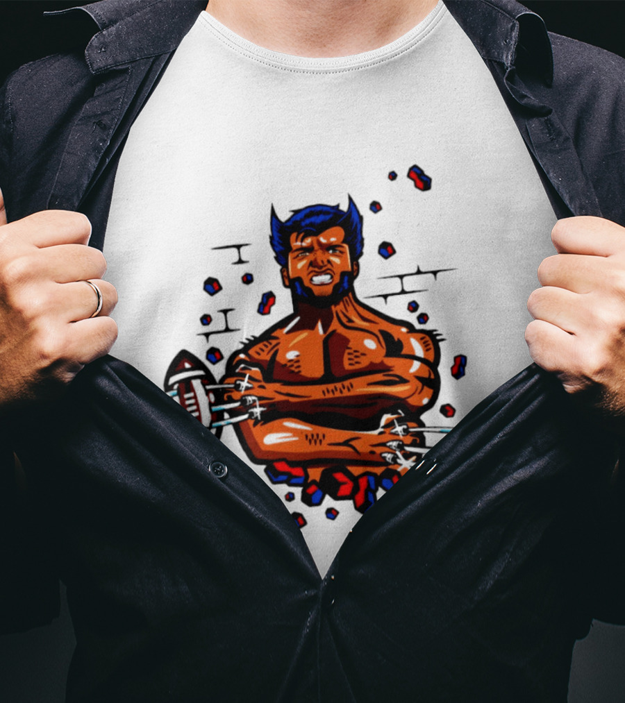 Marvel Wolverine Football Caricature Bold Comic T-Shirt