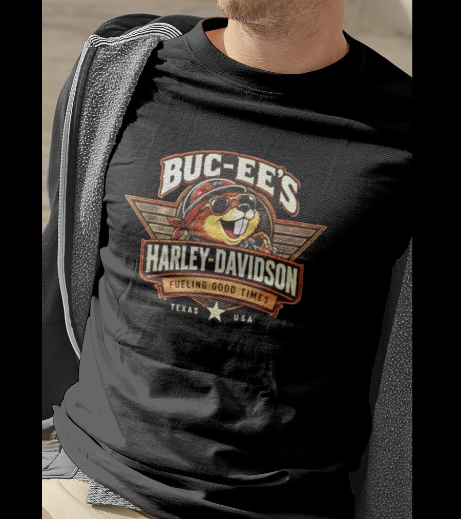 Buc Ee's Harley Davidson Fueling Good Times Texas Beavers Ride Further Great Roads T-Shirt