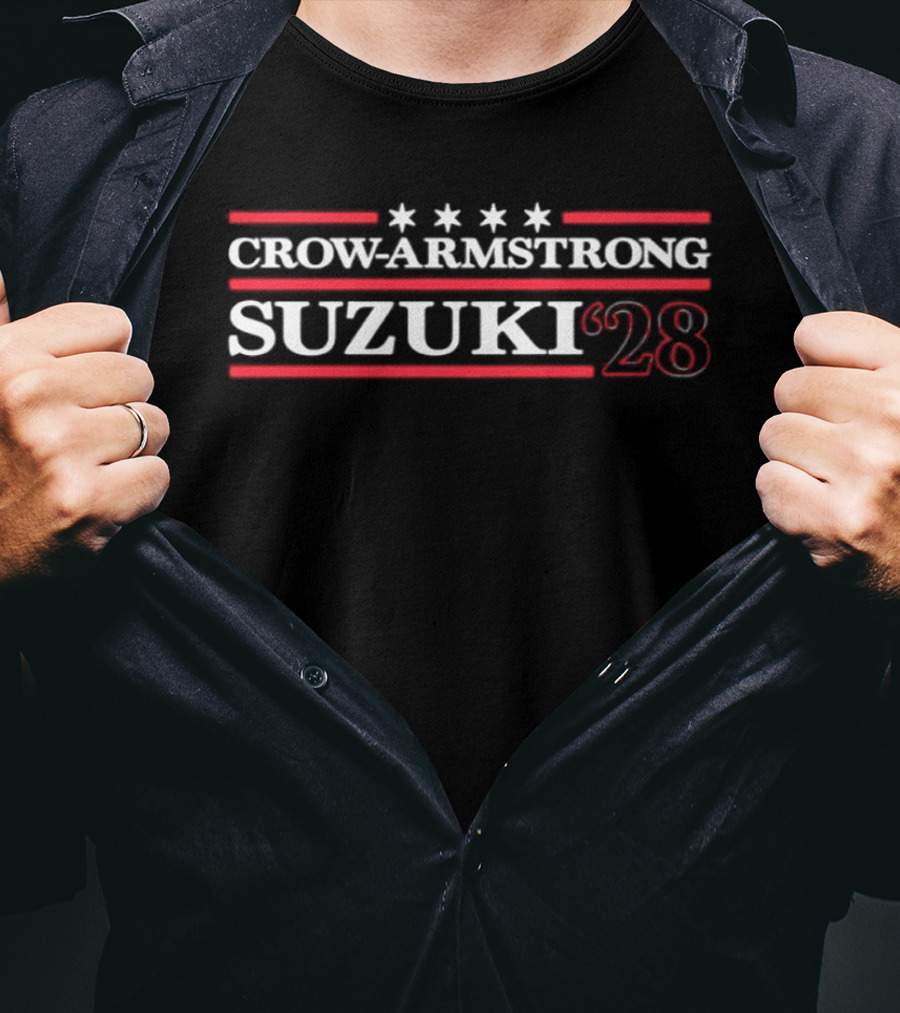 Crow Armstrong Suzuki 28 Stars And Stripes Chicago Cubs T-Shirt