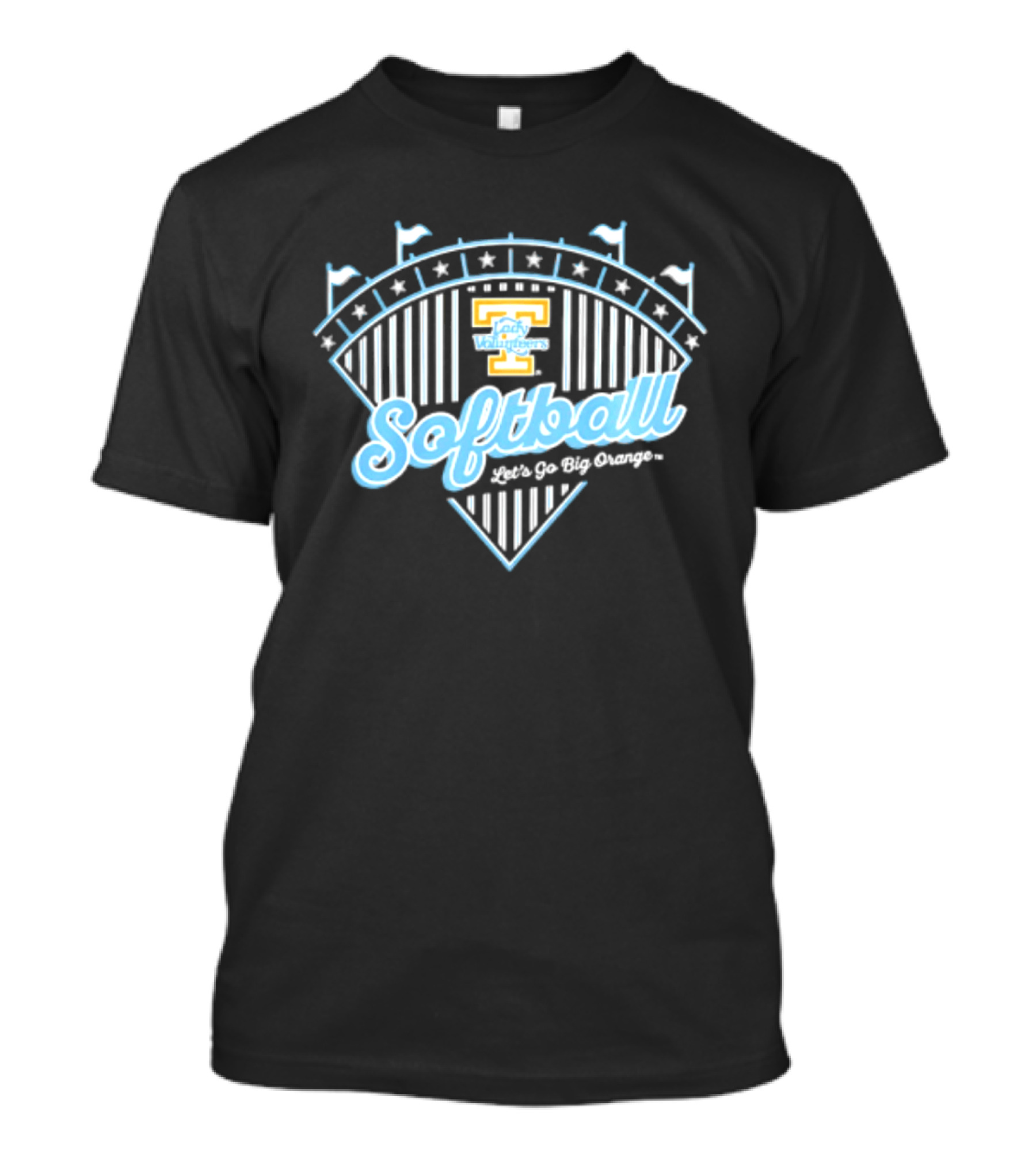 Tennessee Lady Volunteers Softball Let's Go Big Orange Stadium Flags And Stars T-Shirt