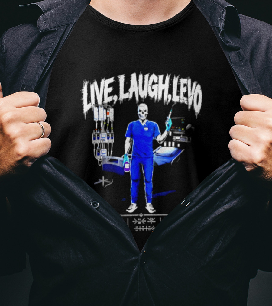 Live Laugh Love Skeleton Nurse With Medical Equipment T-Shirt