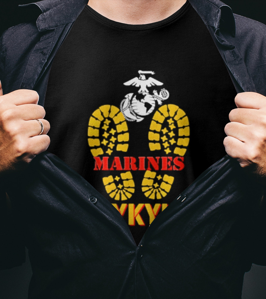 Marines IYKYK USMC Eagle Globe Anchor Boot Print T-Shirt