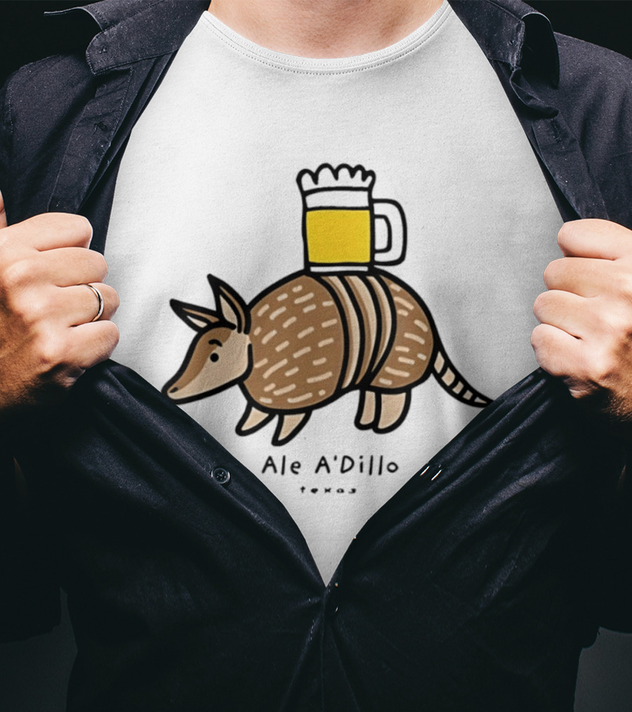Ale A'Dillo Texas Armadillo With Beer T-Shirt