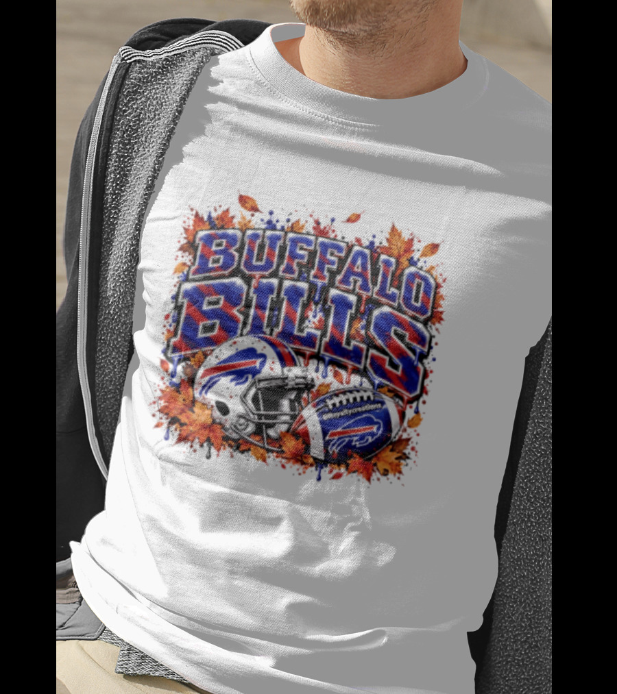 Buffalo Bills Helmet Fall Leaves Football Spirit T-Shirt