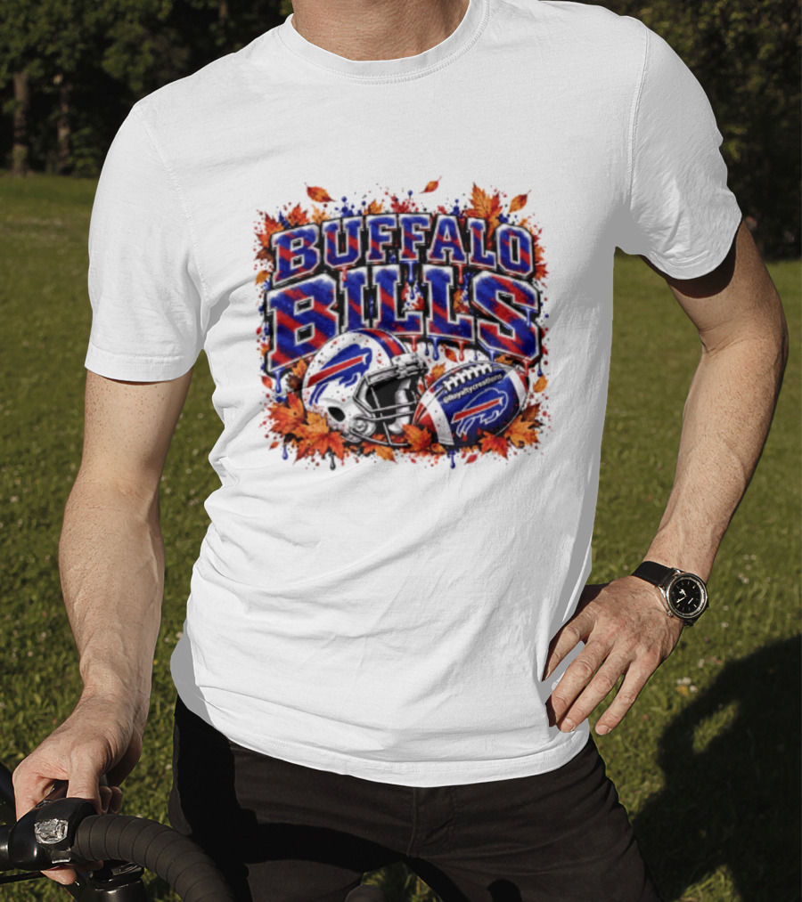 Buffalo Bills Helmet Fall Leaves Football Spirit T-Shirt