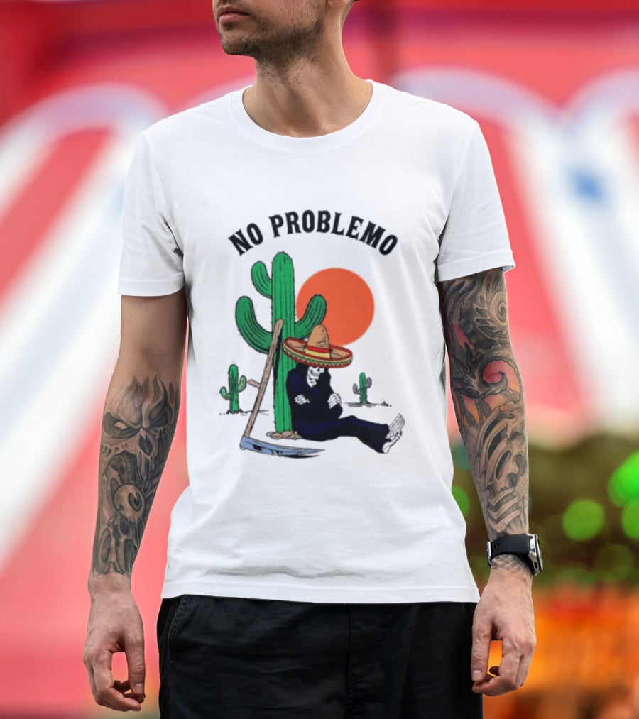 No Problemo Grim Reaper Sombrero Cactus Sunset Mexico T-Shirt