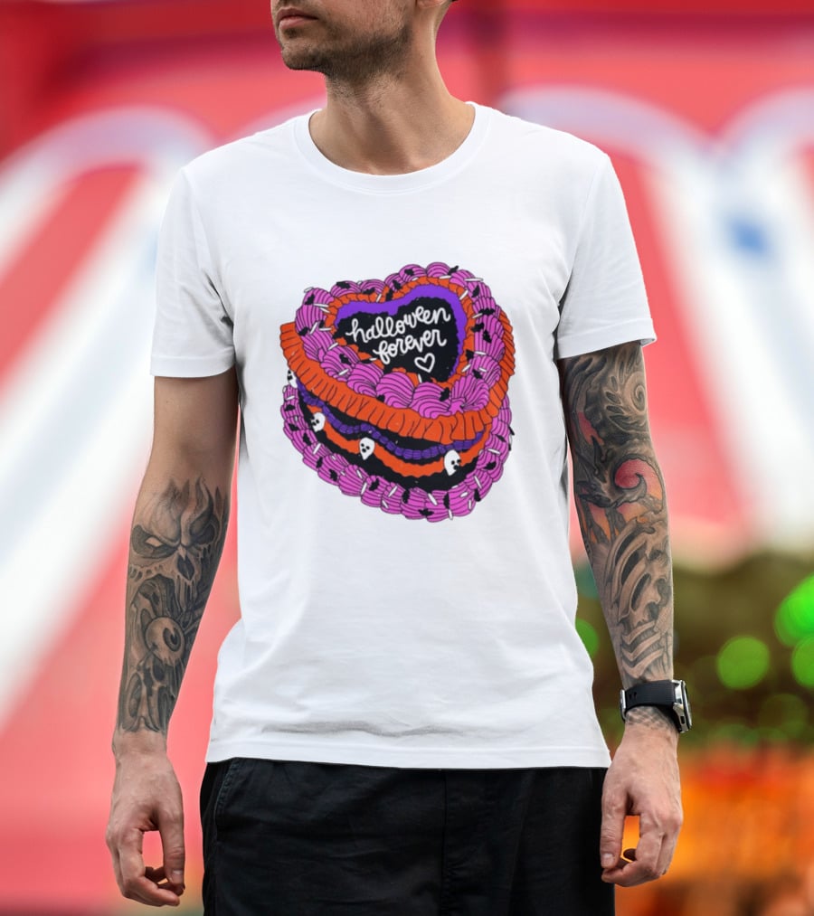 Halloween Forever Heart Cake Spooky Goth Aesthetic Skeleton Decor T-Shirt